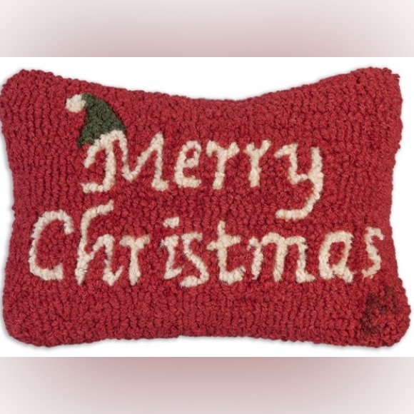 Chandler 4 Corners Laura Megroz hooked wool Merry Christmas pillow - Picture 1 of 4